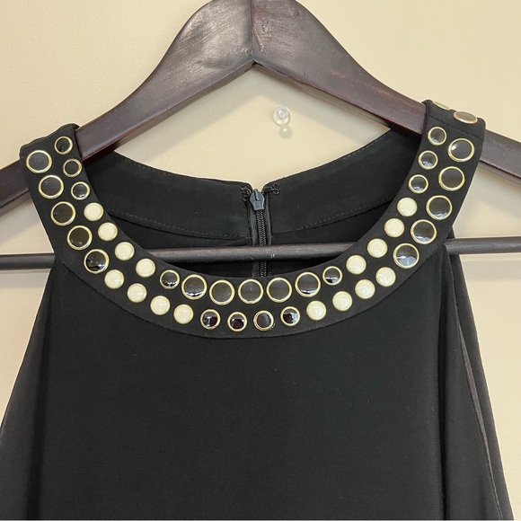 NWT Anne Klein Black Beaded Halter Midi Dresss - Picture 4 of 15